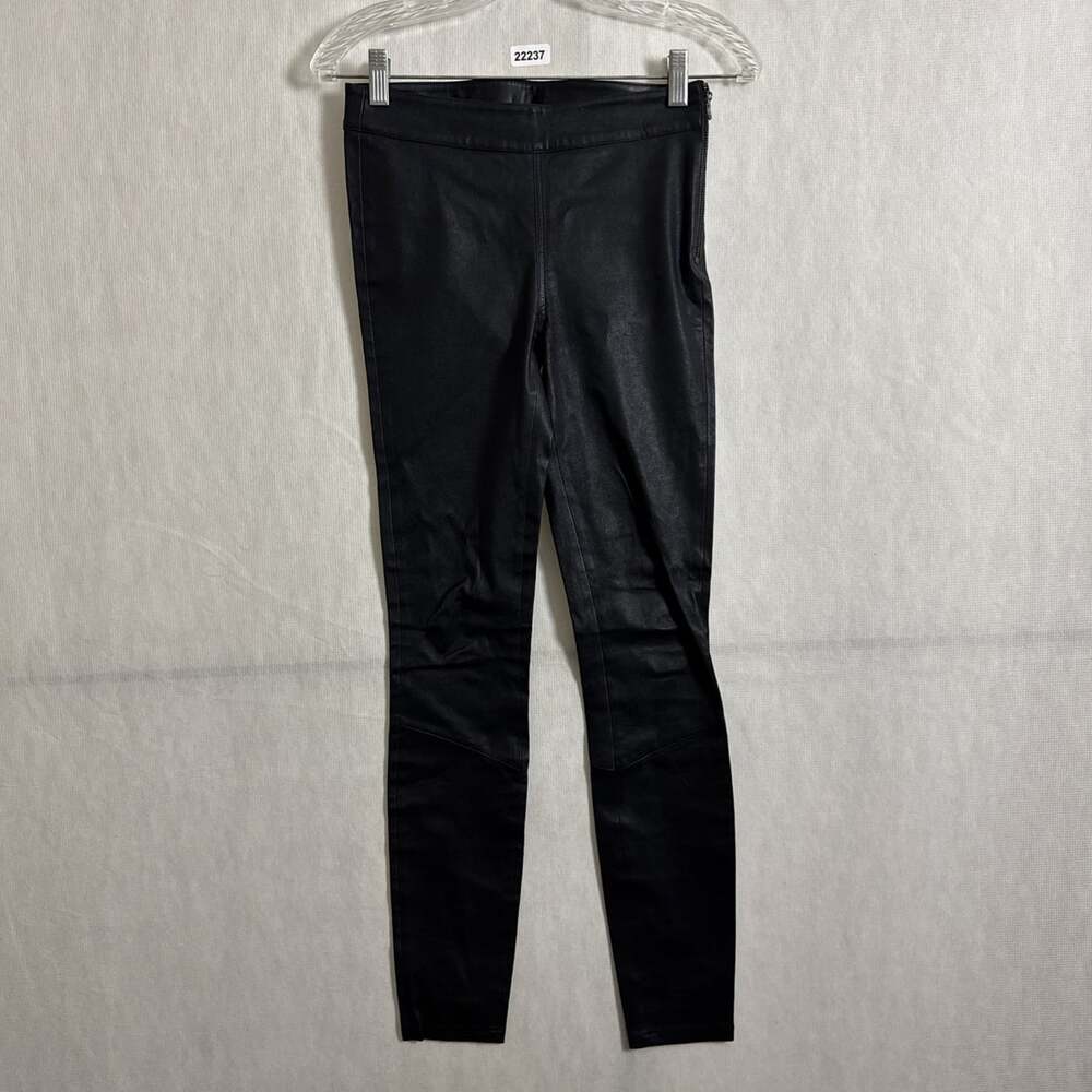 Paige Women's Size 24 Genuine Black Leather Side Zip Molly Leggings - Y2K Matrix